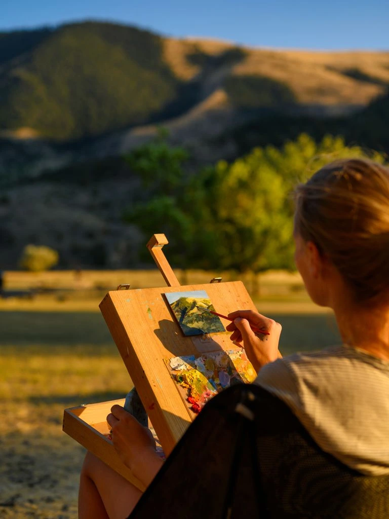 Granite face of the Eastern Sierra at sunset, oil on linen.